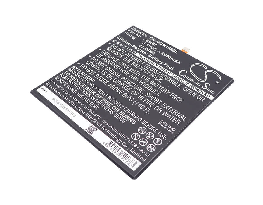 3.8V, 6000mAh, Li-Polymer Battery fits Xiaomi, A2015716, Gd4250, 22.8Wh