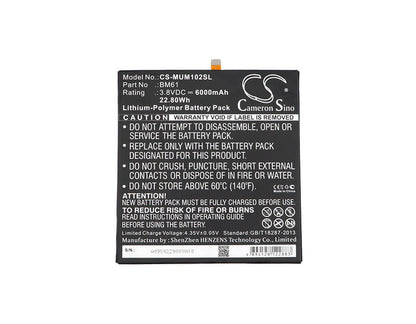 3.8V, 6000mAh, Li-Polymer Battery fits Xiaomi, A2015716, Gd4250, 22.8Wh