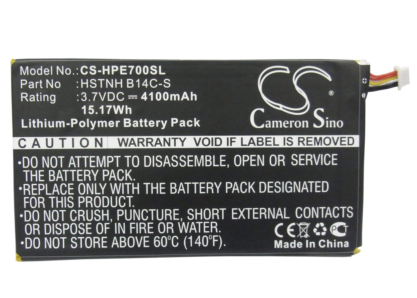 3.7V, 4100mAh, Li-Polymer Battery fits Hp, Slate 7 1800 Tablet, Slate 7 3g, 15.17Wh