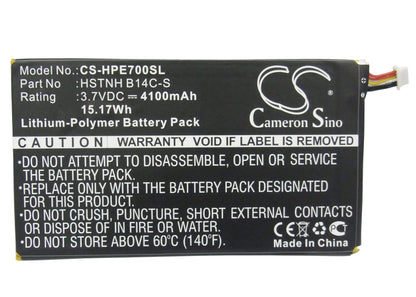 3.7V, 4100mAh, Li-Polymer Battery fits Hp, Slate 7 1800 Tablet, Slate 7 3g, 15.17Wh