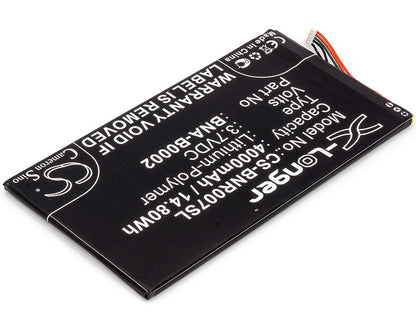 3.7V, 4000mAh, Li-Polymer Battery fits Barnes & Noble, Bnrv400, Bntv400, 14.8Wh