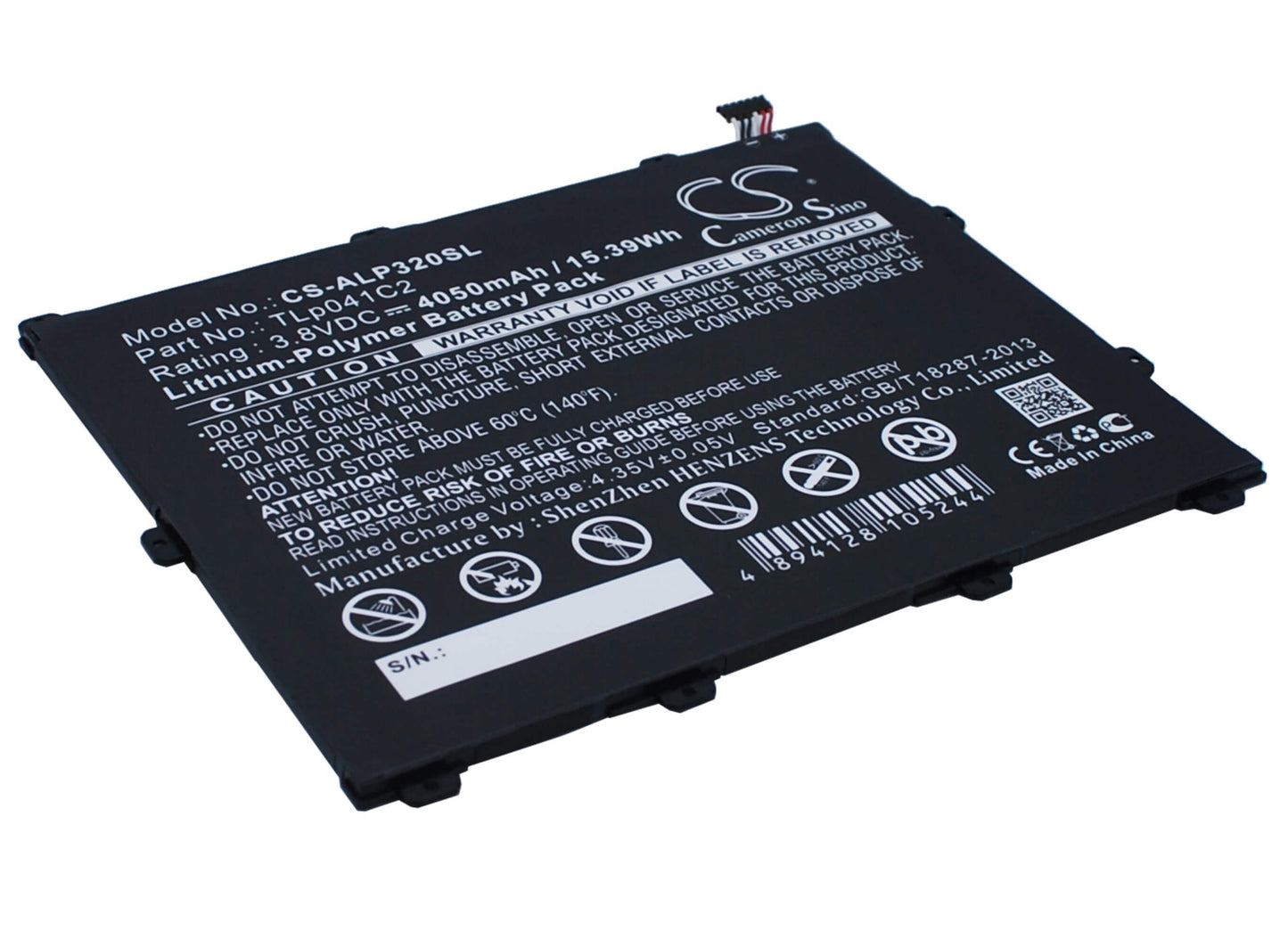 3.8V, 4050mAh, Li-Polymer Battery fits Alcatel, One Touch Hero 8, One Touch Pop 8, 15.39Wh