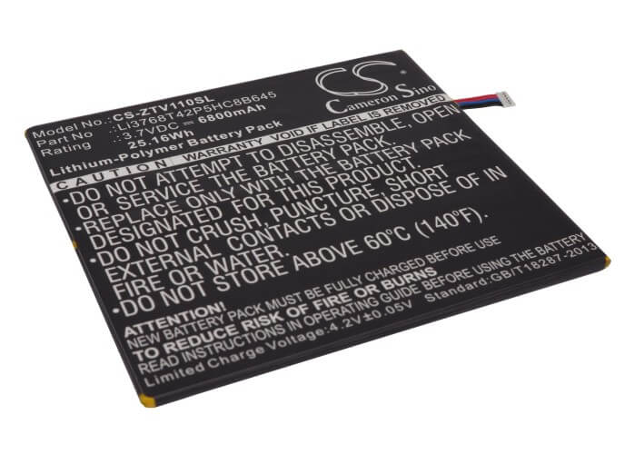 3.7V, 6800mAh, Li-Polymer Battery fits Zte, V11, V11a, 25.16Wh