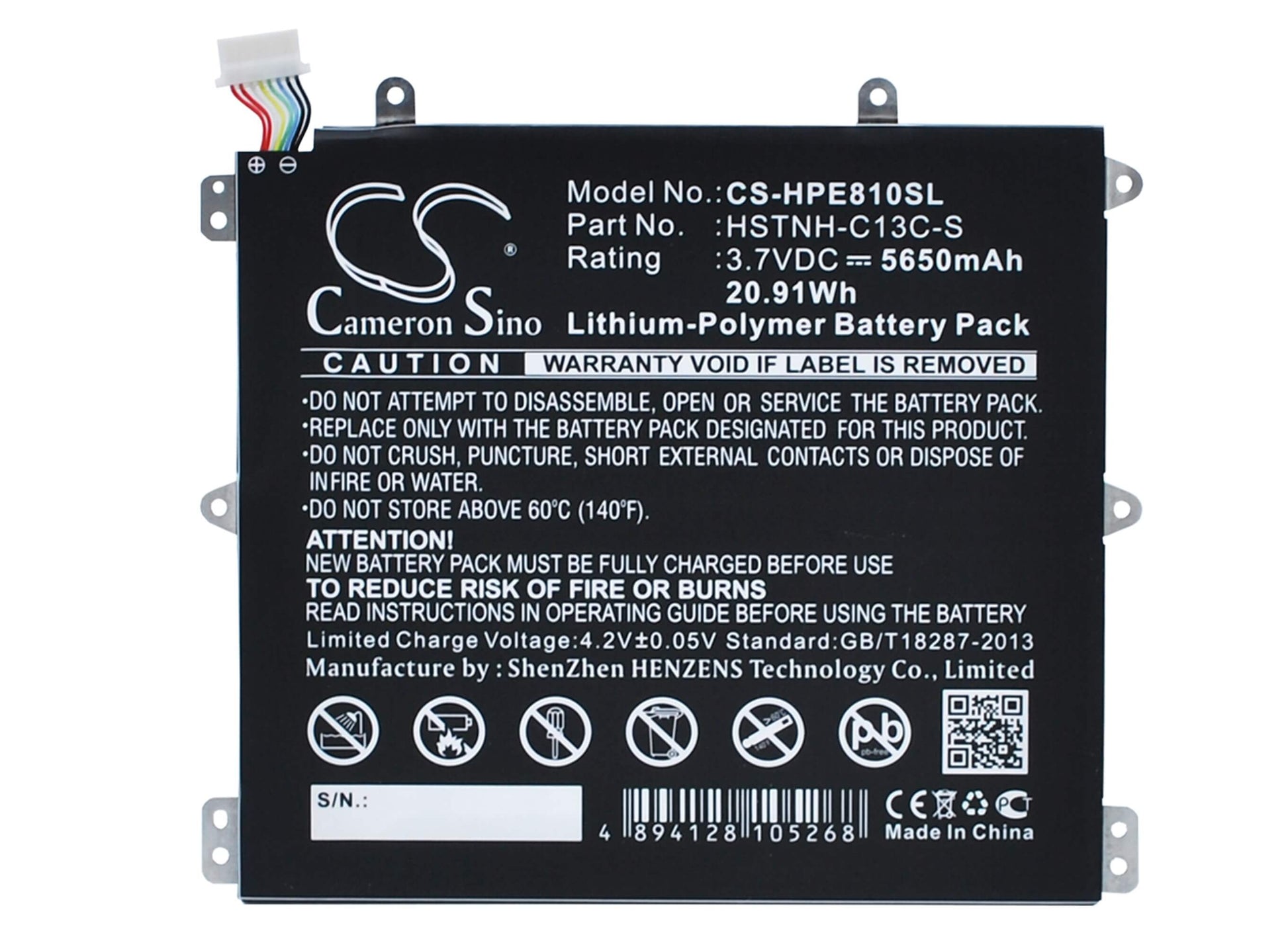3.7V, 5650mAh, Li-Polymer Battery fits Hp, 7600us, Hstnh-h408c, 20.905Wh