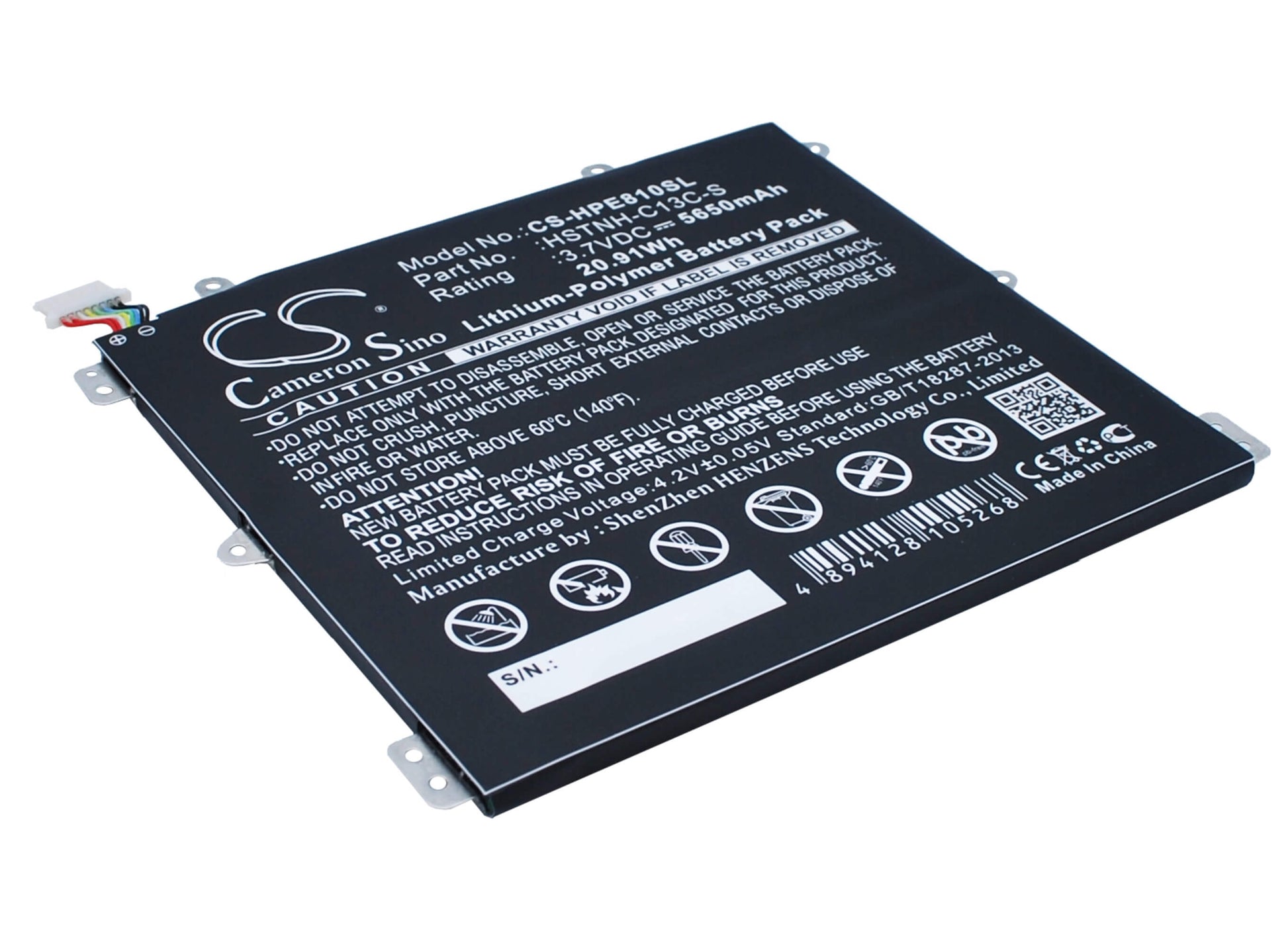 3.7V, 5650mAh, Li-Polymer Battery fits Hp, 7600us, Hstnh-h408c, 20.905Wh