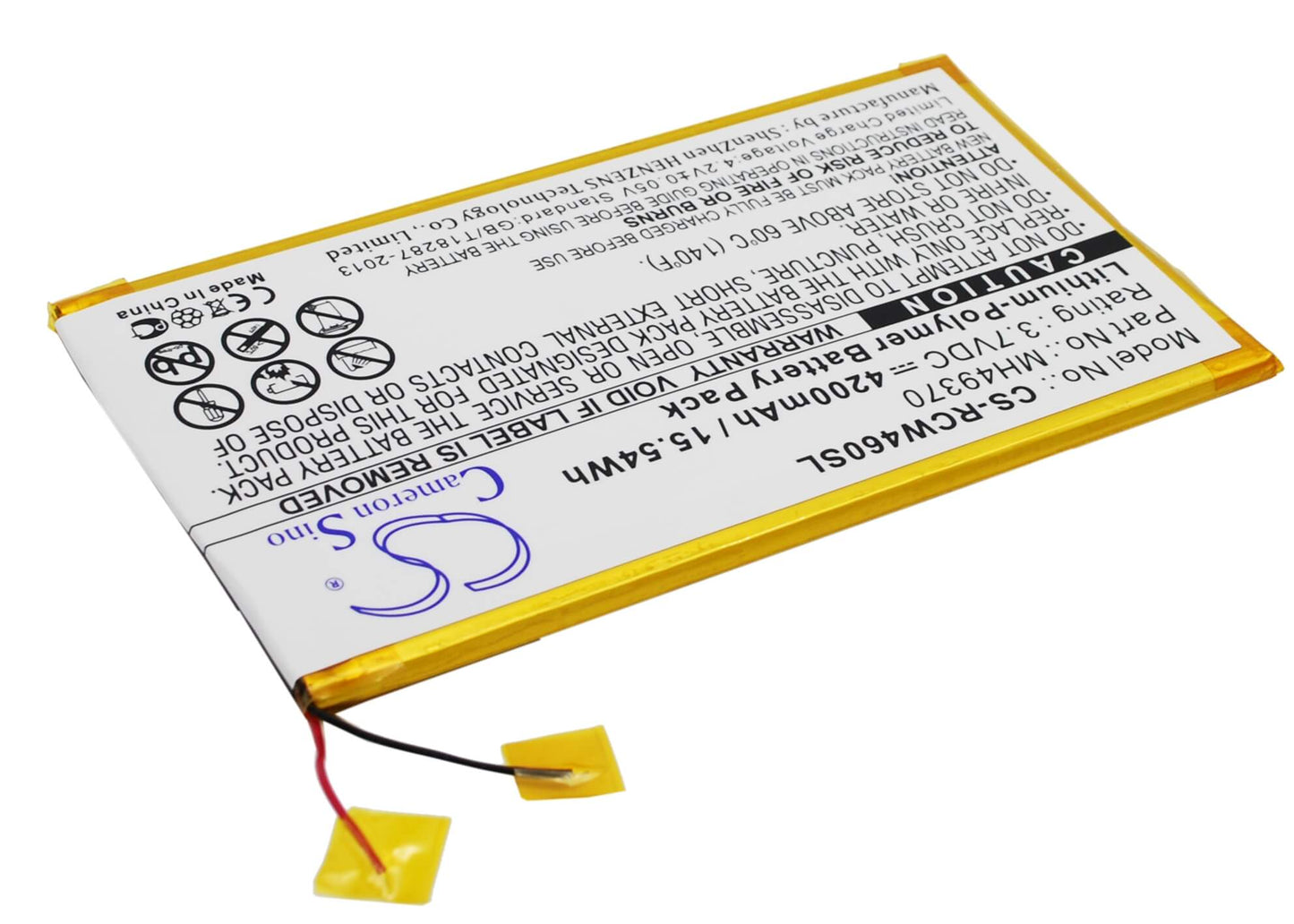 3.7V, 4200mAh, Li-Polymer Battery fits Rca, 10", Rct6203w46, 15.54Wh