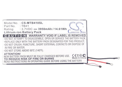 3.7V, 3950mAh, Li-Polymer Battery fits Motorola, Droid Xyboard 10.1, Mz609, 14.615Wh