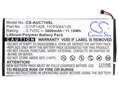 3.7V, 3000mAh, Li-Polymer Battery fits Asus, P01y, P01z, 11.1Wh