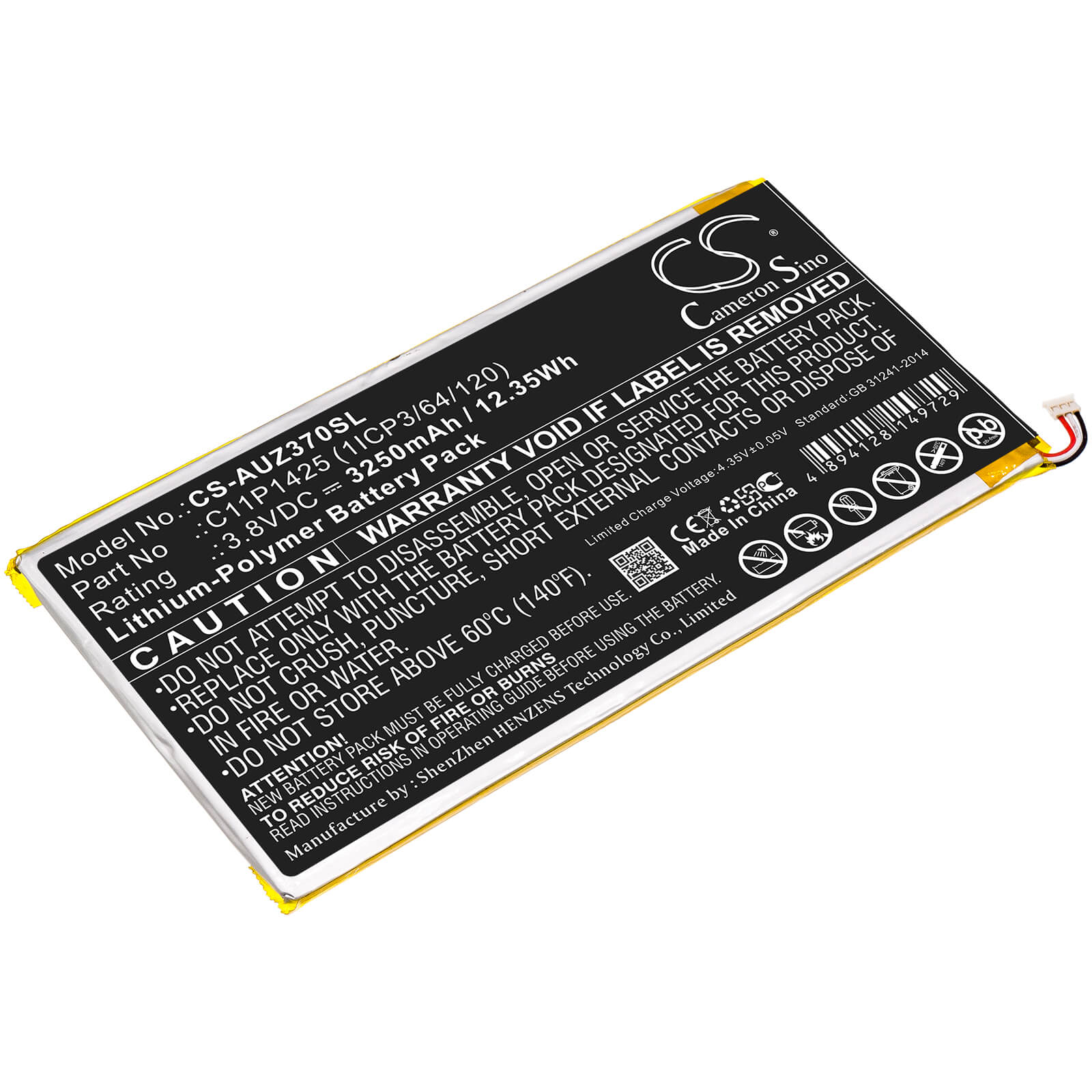 3.8V, 3250mAh, Li-Polymer Battery fits Asus, M700c, M700kl 1a, 12.35Wh
