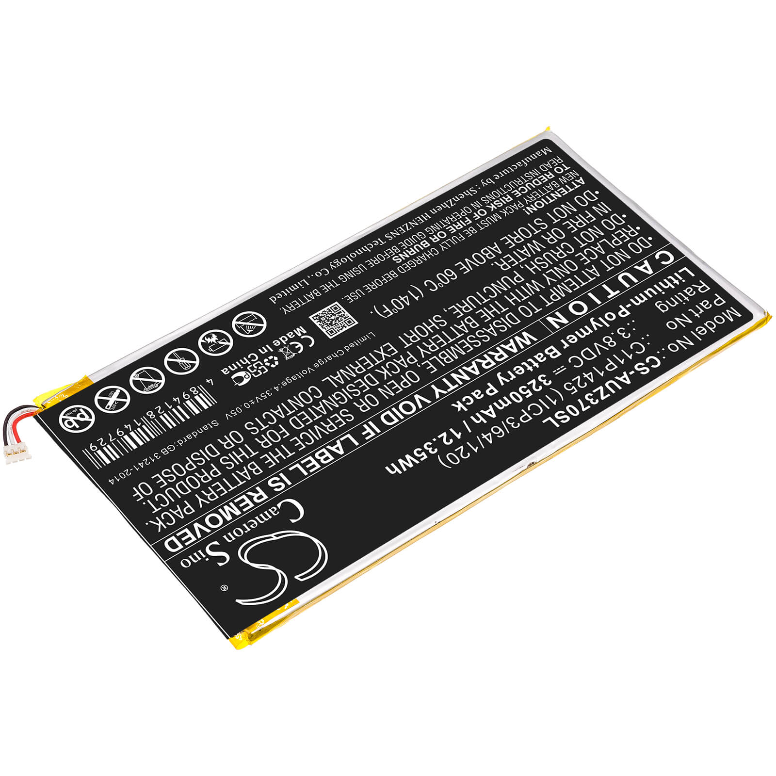3.8V, 3250mAh, Li-Polymer Battery fits Asus, M700c, M700kl 1a, 12.35Wh
