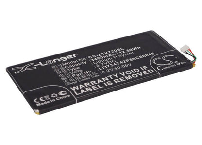3.7V, 3400mAh, Li-Polymer Battery fits Zte, V72, V72a, 12.58Wh