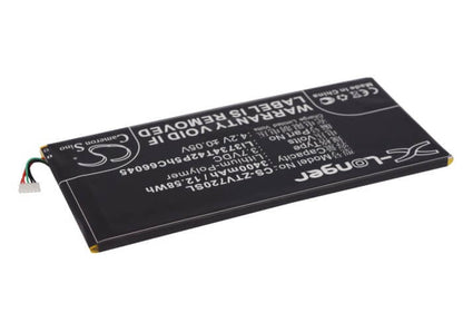 3.7V, 3400mAh, Li-Polymer Battery fits Zte, V72, V72a, 12.58Wh