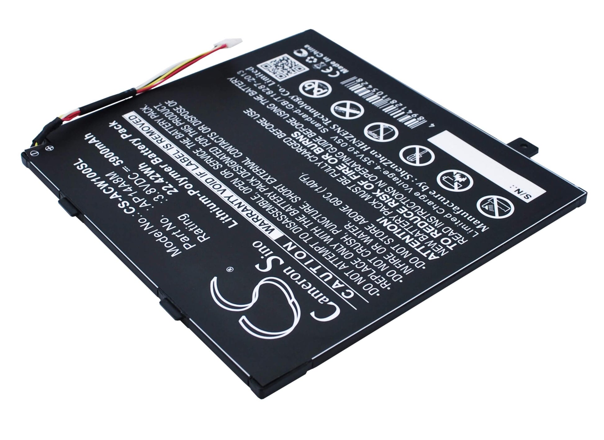 3.8V, 5900mAh, Li-Polymer Battery fits Acer, A3-a20, A3-a20fhd, 22.42Wh