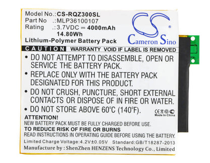 3.7V, 4000mAh, Li-Polymer Battery fits Verizon, Ellipsis 8, Ellipsis Kids, 14.8Wh