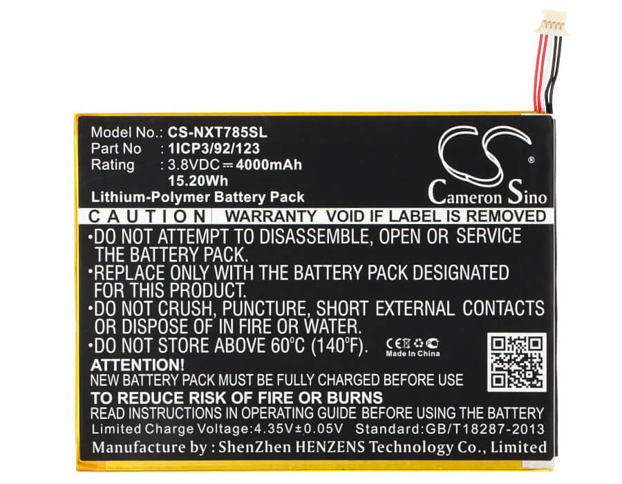 3.8V, 4000mAh, Li-Polymer Battery fits Nextbook, Nx785qc16g, Nx785qc8g, 15.2Wh