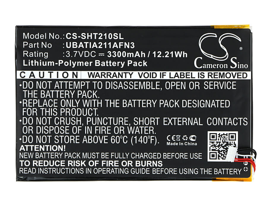 3.7V, 3300mAh, Li-Polymer Battery fits Sharp, Aquos Pad, Sht21, 12.21Wh