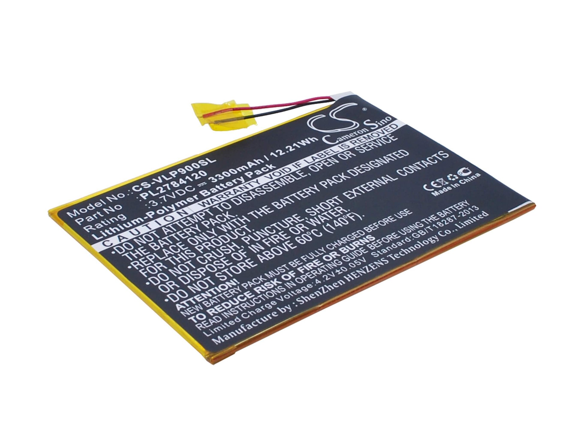 3.7V, 3300mAh, Li-Polymer Battery fits Visual Land, Me-9q, Prestige Elite 9q 9", 12.21Wh