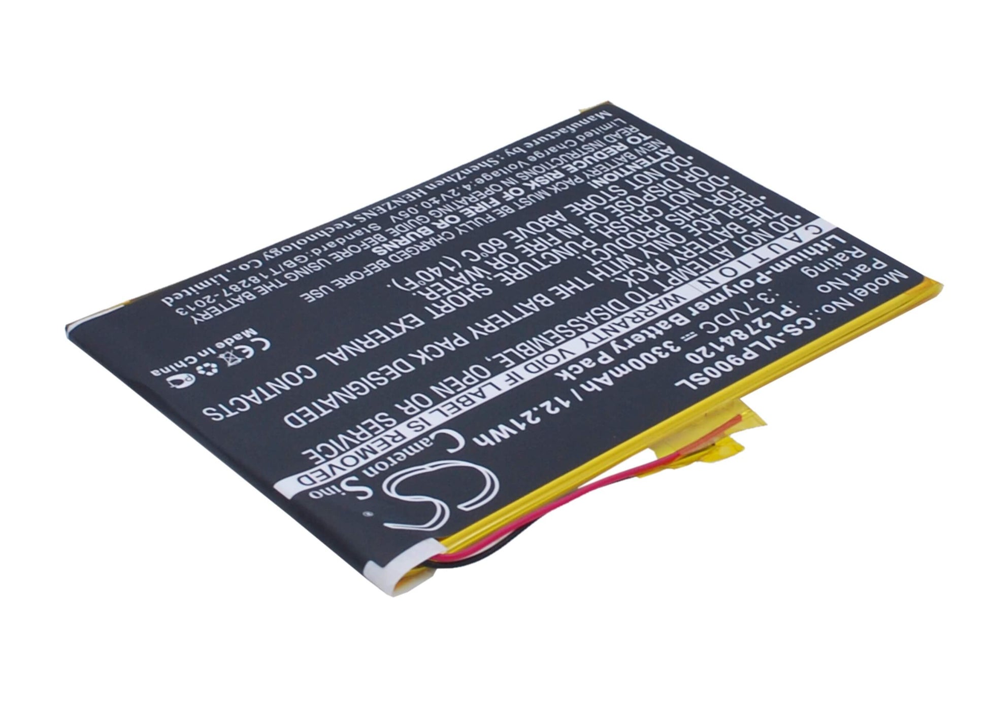 3.7V, 3300mAh, Li-Polymer Battery fits Visual Land, Me-9q, Prestige Elite 9q 9", 12.21Wh