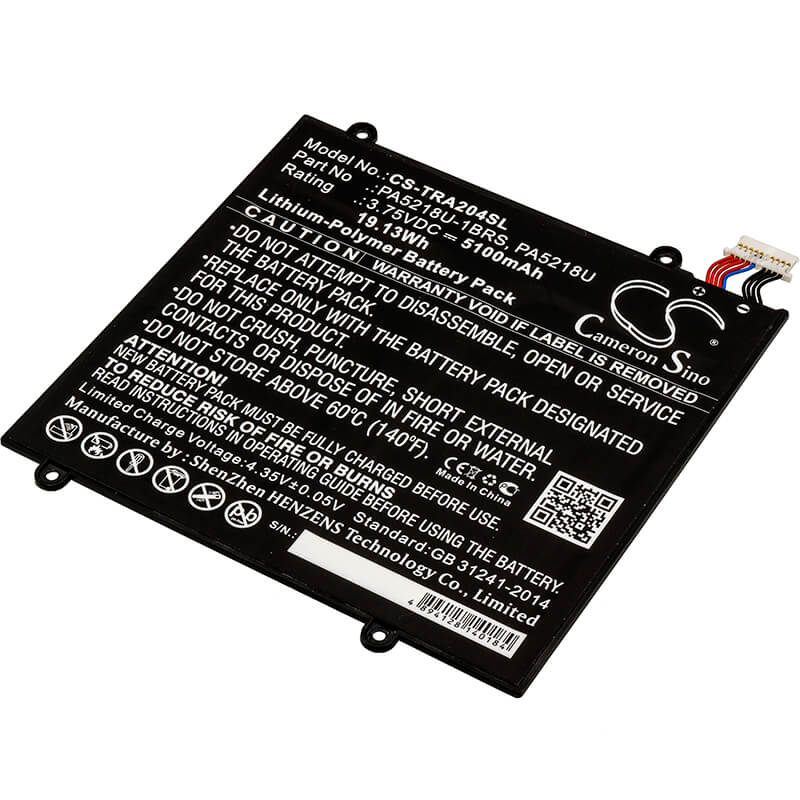 3.75V, 5100mAh, Li-Polymer Battery fits Toshiba, Excite A204, Excite A204 At10-b, 19.125Wh
