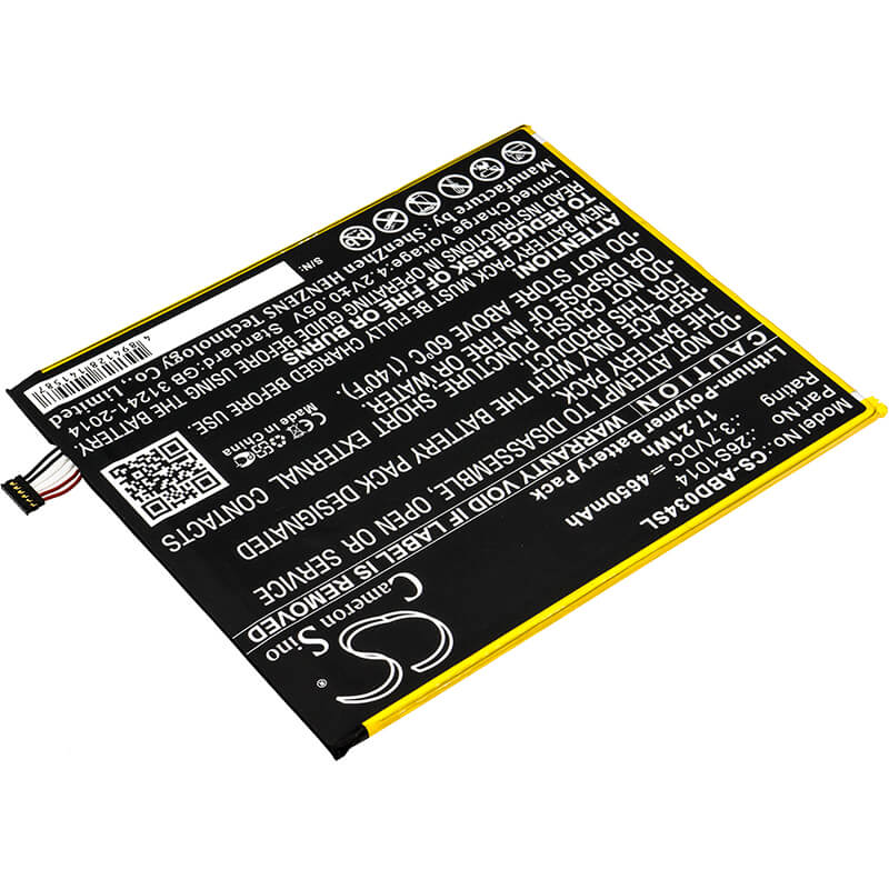 3.7V, 4650mAh, Li-Polymer Battery fits Amazon, Kindle Fire 8 7 Generation, Kindle Fire 8.7, 17.205Wh