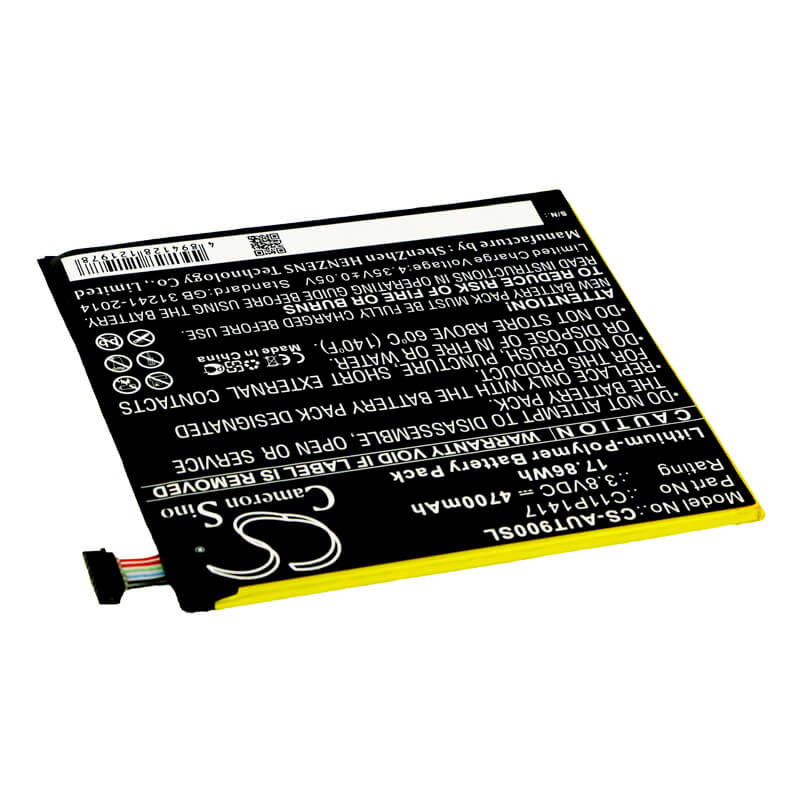 3.8V, 4700mAh, Li-Polymer Battery fits Asus, Ansformer Book T90 Chi, Transformer Book T90, 17.86Wh