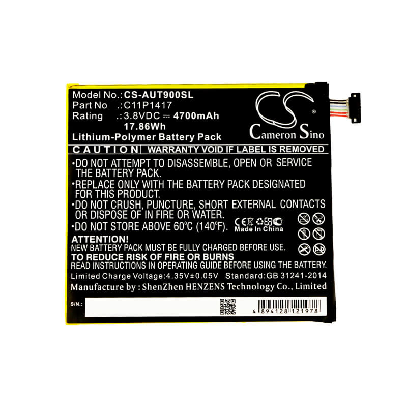3.8V, 4700mAh, Li-Polymer Battery fits Asus, Ansformer Book T90 Chi, Transformer Book T90, 17.86Wh