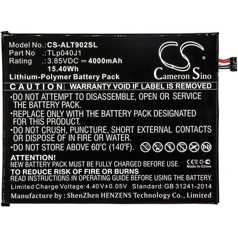 3.85V, 4000mAh, Li-Polymer Battery fits Alcatel, 8082, 9024w, 15.4Wh