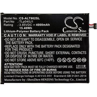 3.85V, 4000mAh, Li-Polymer Battery fits Alcatel, 8082, 9024w, 15.4Wh