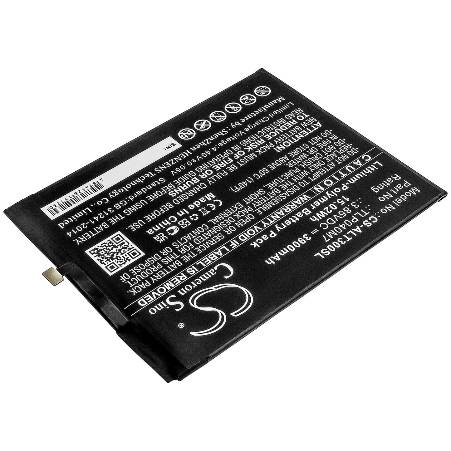 3.85V, 3900mAh, Li-Polymer Battery fits Alcatel, 3t, Ot-9032t, 15.015Wh