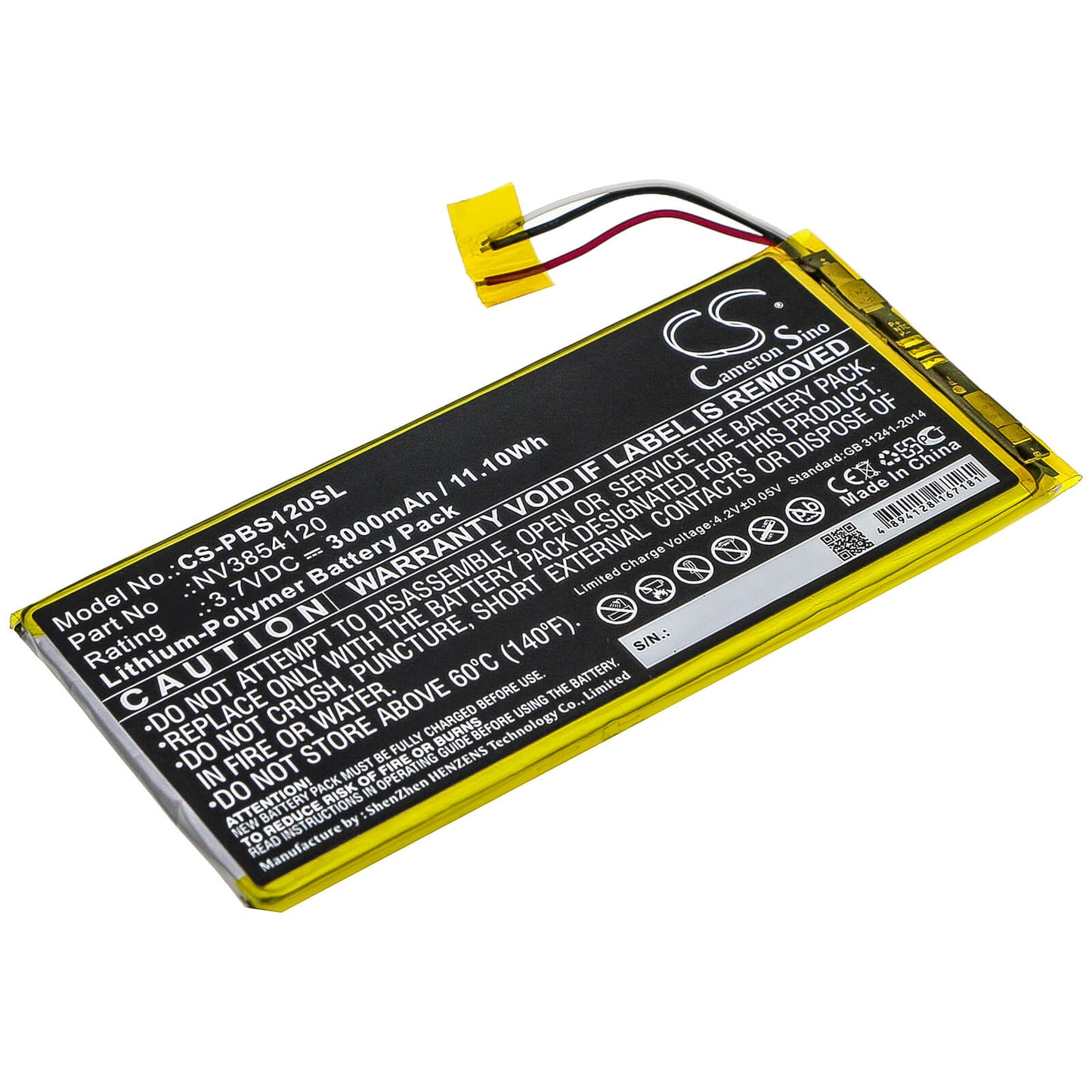 3.7V, 3000mAh, Li-Polymer Battery fits Ematic, Kids Pbskd12, Pbkrwm5410, 11.1Wh