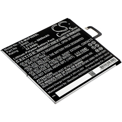 3.8V, 5800mAh, Li-Polymer Battery fits Xiaomi, Clover, M1806d9e, 22.04Wh