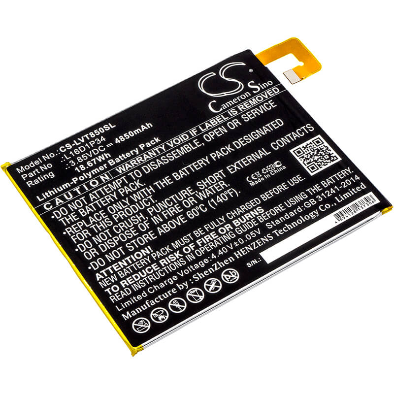 3.85V, 4850mAh, Li-Polymer Battery fits Lenovo, Tab 4, Tab4, 18.6725Wh