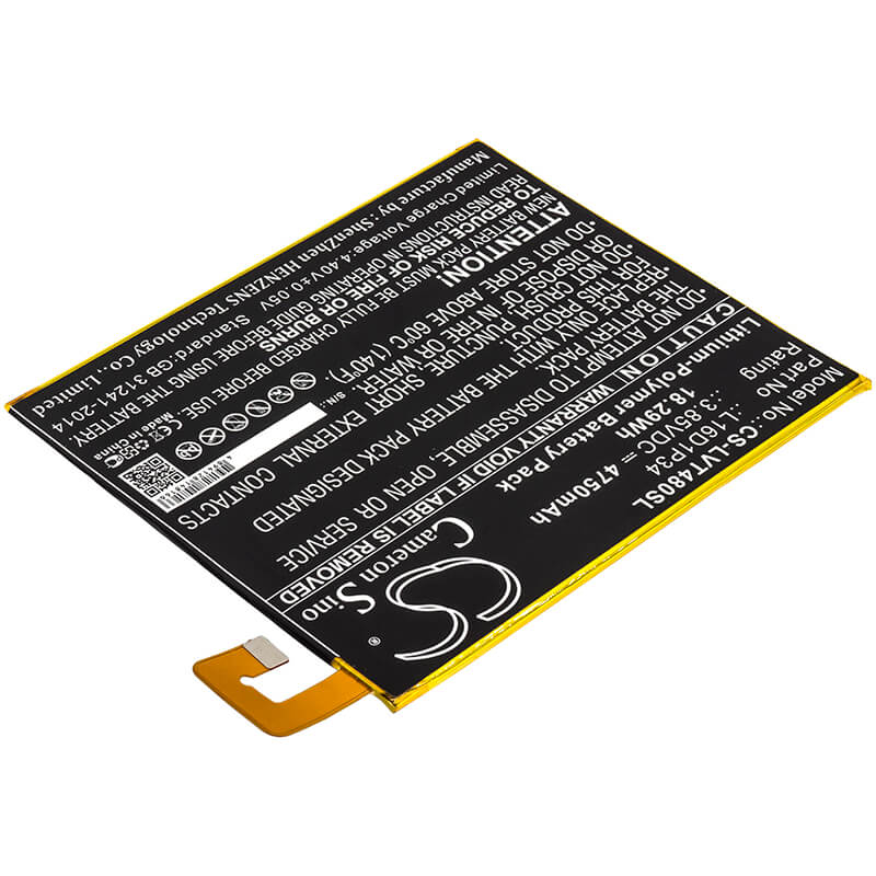 3.85V, 4750mAh, Li-Polymer Battery fits Lenovo, Tab4 8, Tab4 8 Plus, 18.2875Wh