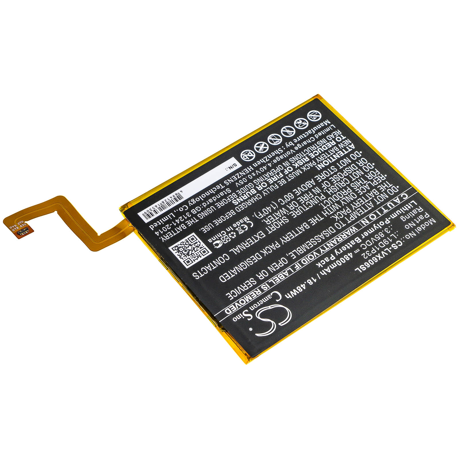 3.85V, 4800mAh, Li-Polymer Battery fits Lenovo, Tab M10 Plus, Tb-x606f, 18.48Wh