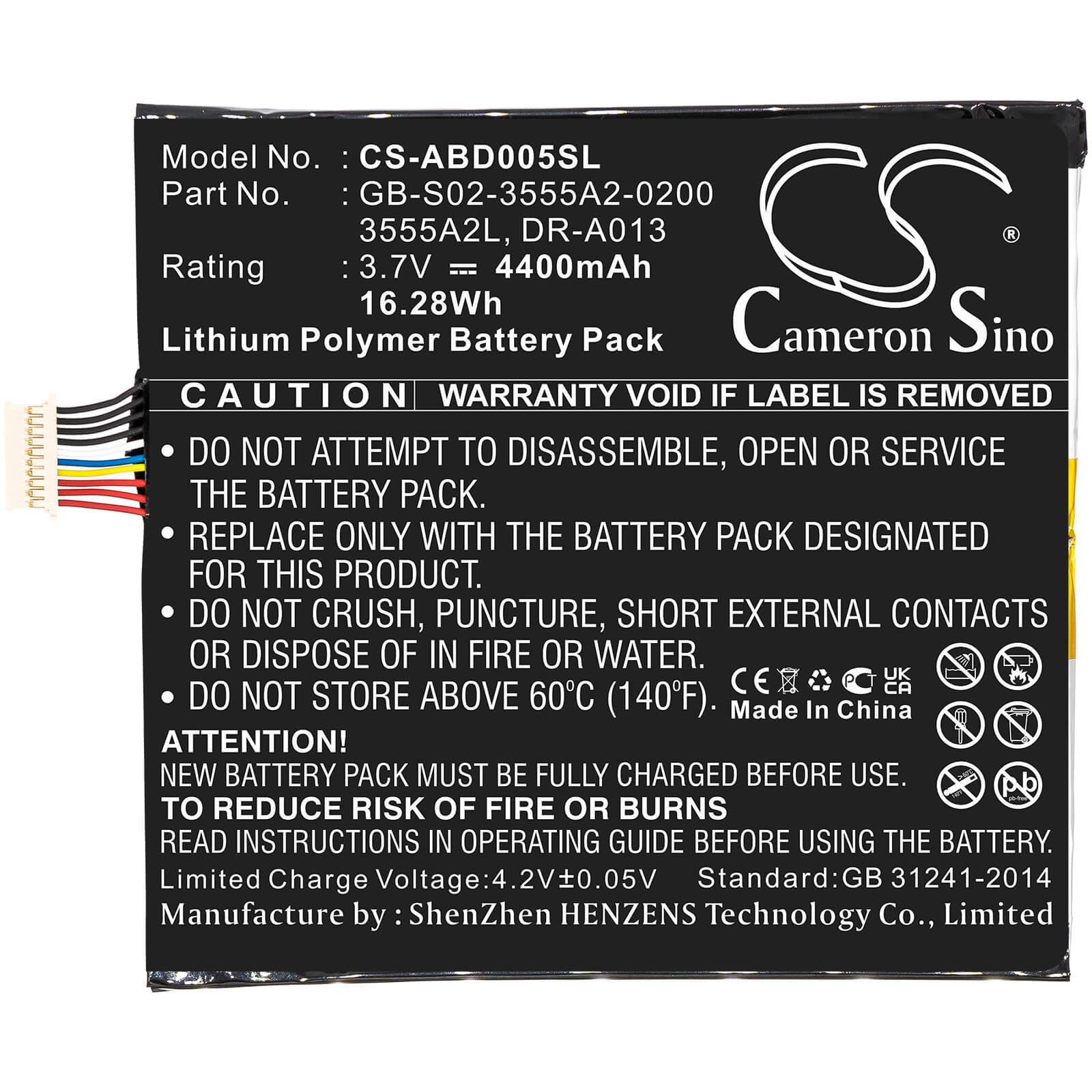 3.7V, 4400mAh, Li-Polymer Battery fits Amazon, D01400, Kindle Fire, 16.28Wh