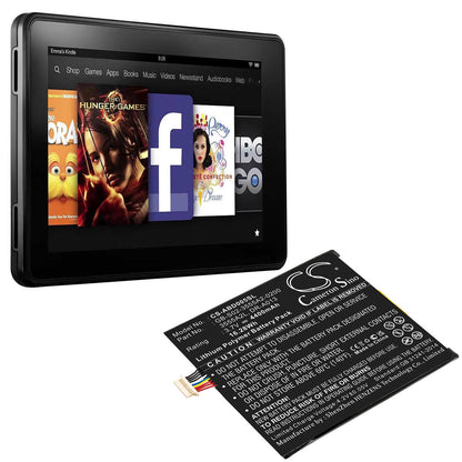 3.7V, 4400mAh, Li-Polymer Battery fits Amazon, D01400, Kindle Fire, 16.28Wh