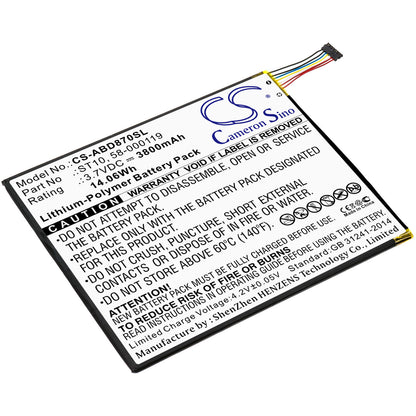 3.7V, 3800mAh, Li-Polymer Battery fits Amazon, B00vkiy9rg, Kindle Fire Hd 10, 14.06Wh