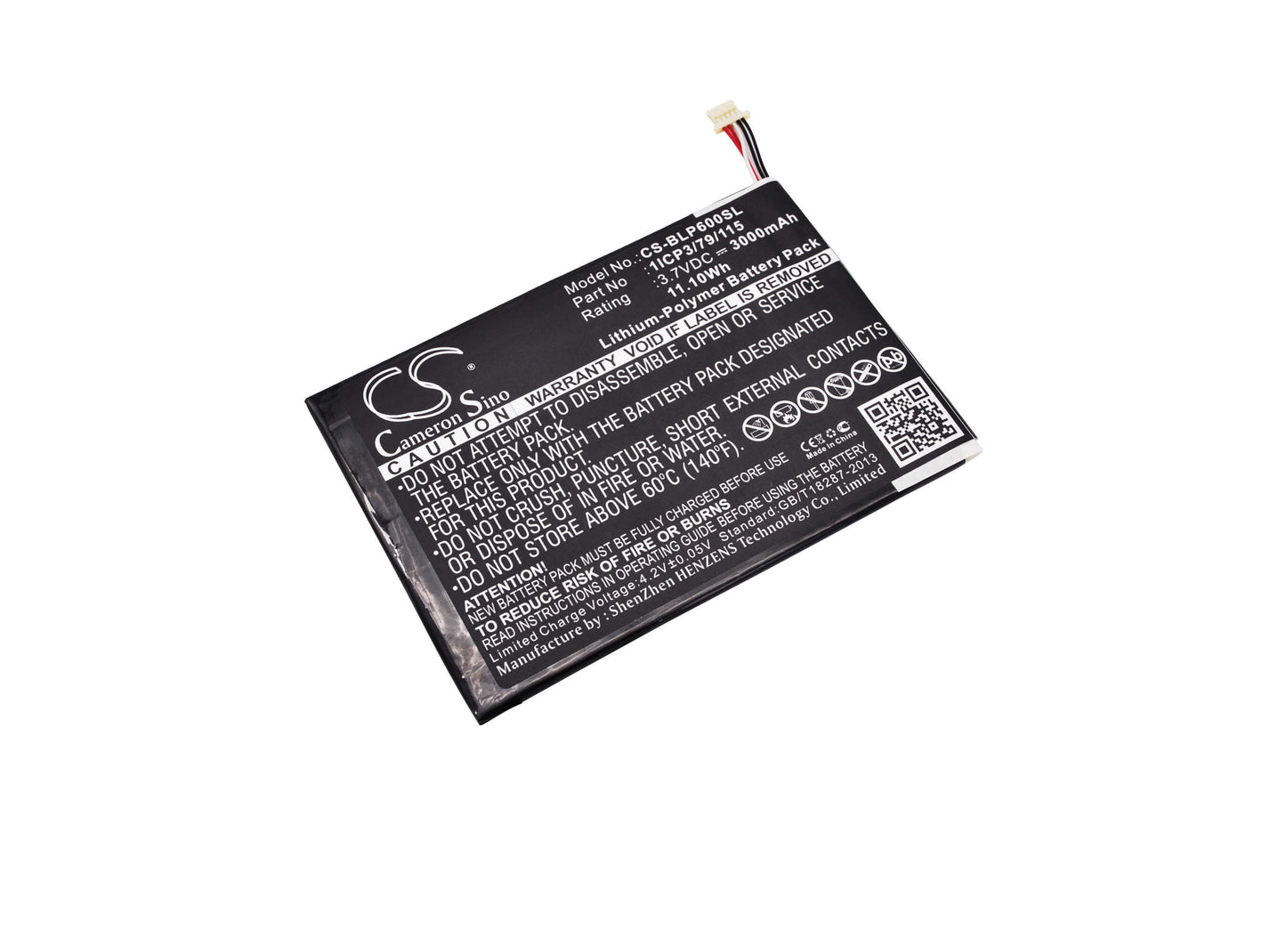 3.7V, 3000mAh, Li-Polymer Battery fits Blu, P60w, Touchbook 7.0 Pro, 11.1Wh