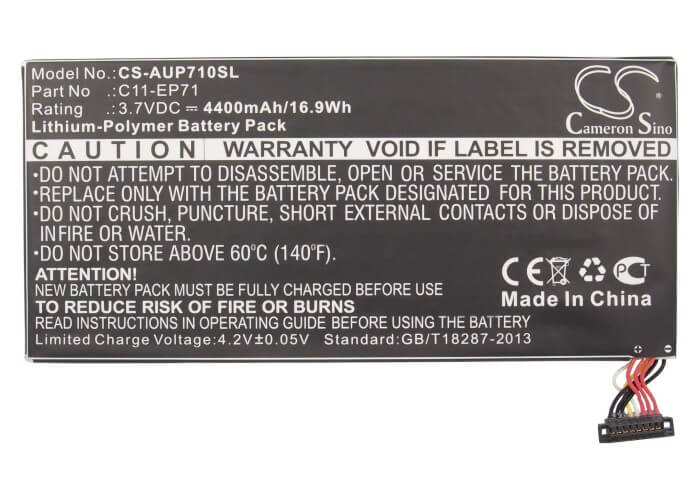 3.7V, 4400mAh, Li-Polymer Battery fits Asus, Eee Pad Memo Ep71, Ep71, 16.28Wh