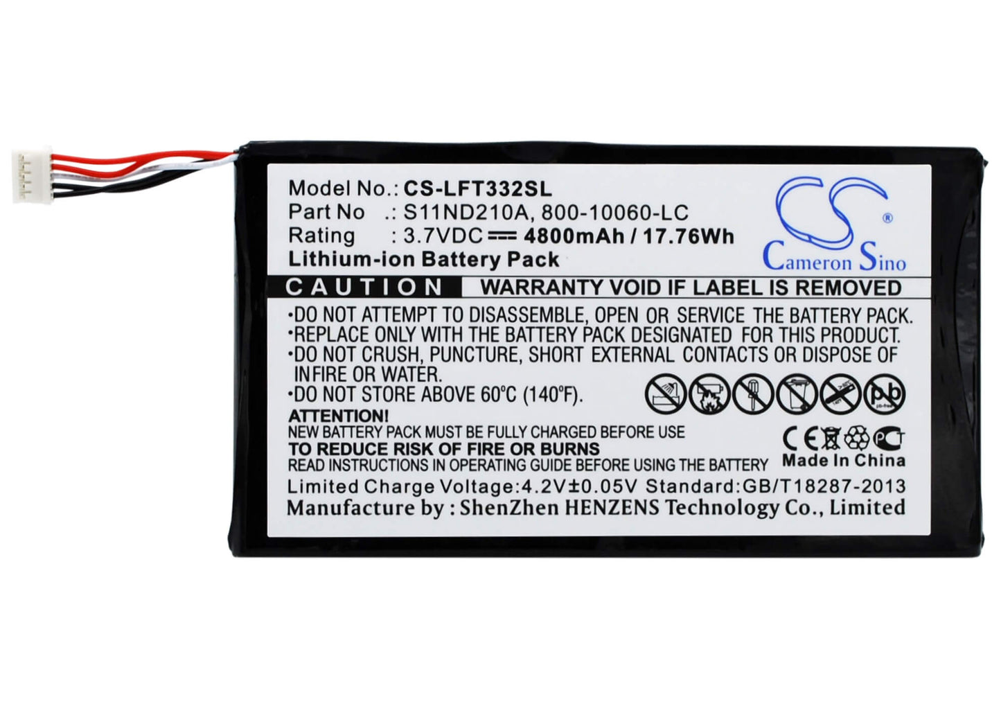 3.7V, 4800mAh, Li-ion Battery fits Leapfrog, Leappad Ultra 33200, Leappad Ultra 83333, 17.76Wh