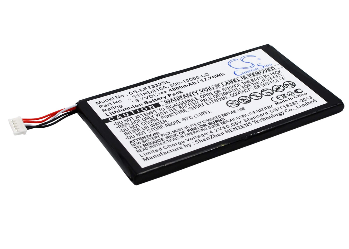 3.7V, 4800mAh, Li-ion Battery fits Leapfrog, Leappad Ultra 33200, Leappad Ultra 83333, 17.76Wh