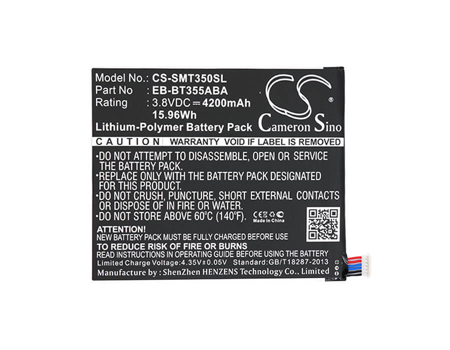 3.8V, 4200mAh, Li-Polymer Battery fits Samsung, Galaxy Tab A 8.0, Galaxy Tab A 8.0 Sm-t350, 15.96Wh