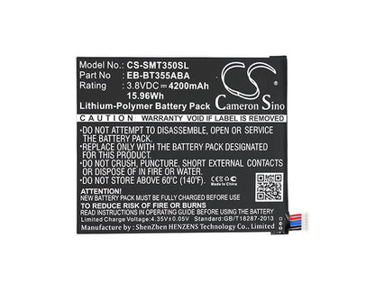 3.8V, 4200mAh, Li-Polymer Battery fits Samsung, Galaxy Tab A 8.0, Galaxy Tab A 8.0 Sm-t350, 15.96Wh