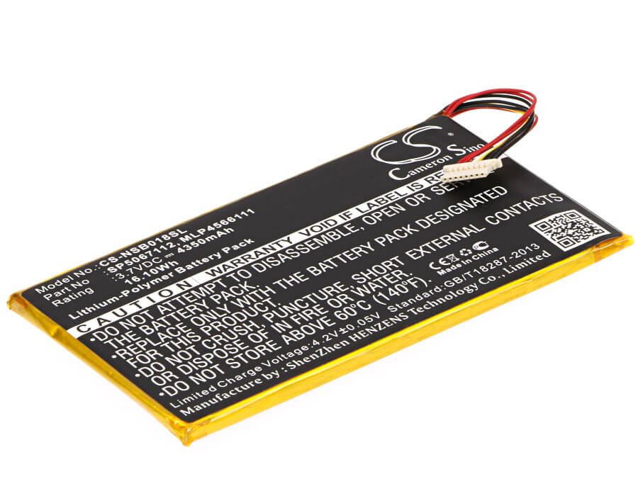 3.7V, 4350mAh, Li-Polymer Battery fits Fuhu, Dmtab In08a, Nabi Dreamtab Hd8, 16.095Wh