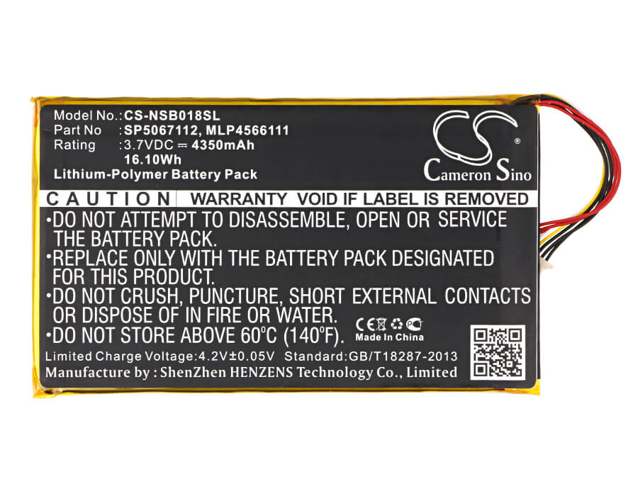 3.7V, 4350mAh, Li-Polymer Battery fits Fuhu, Dmtab In08a, Nabi Dreamtab Hd8, 16.095Wh
