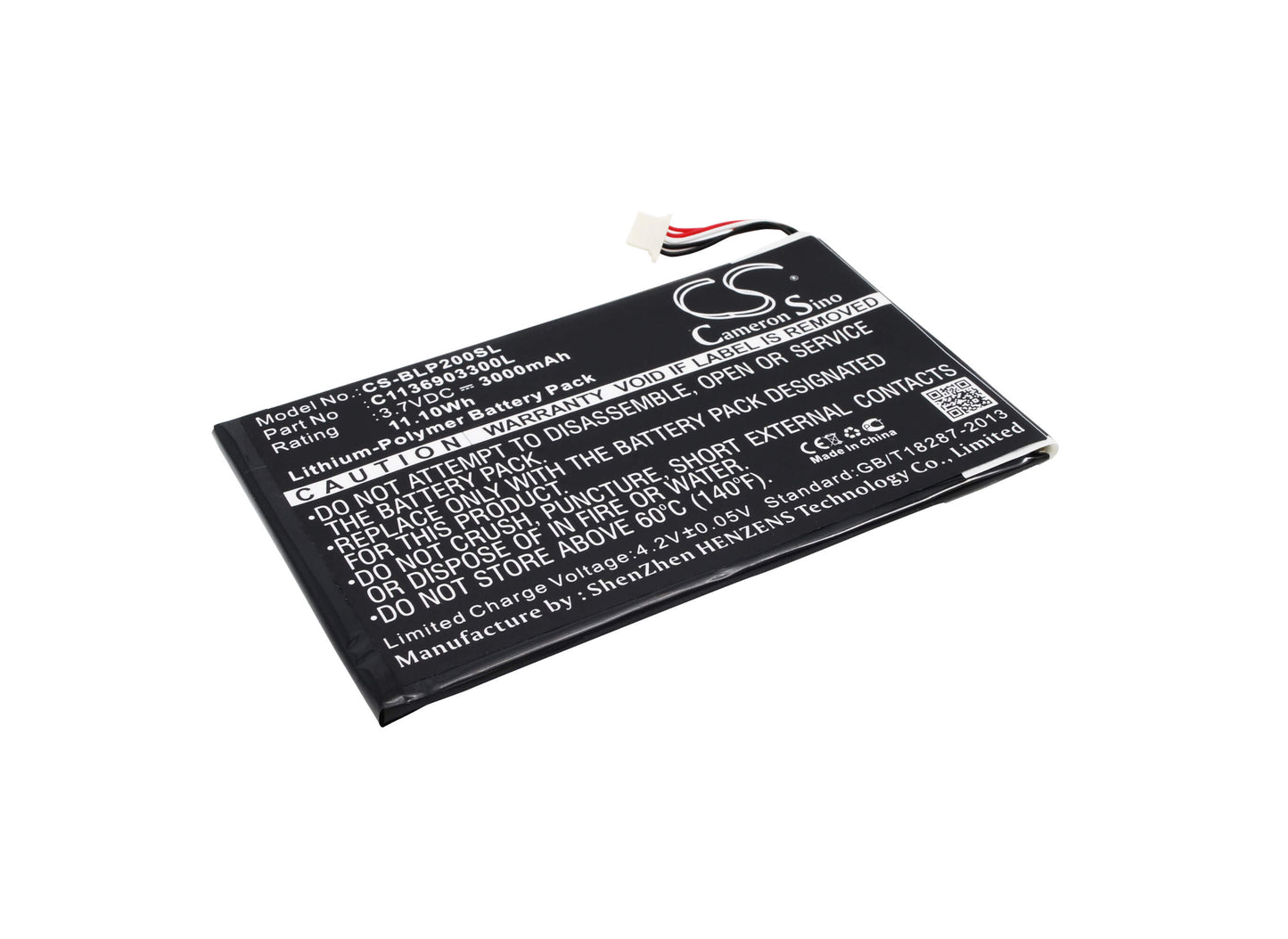 3.7V, 3000mAh, Li-Polymer Battery fits Blu, Bt-d005l, P200, 11.1Wh