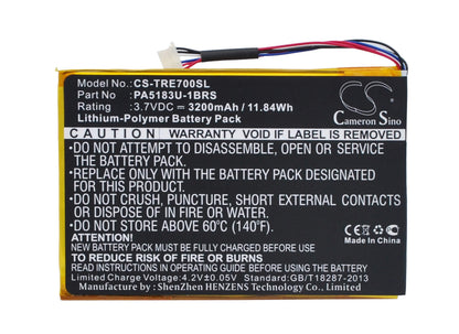3.7V, 3200mAh, Li-Polymer Battery fits Toshiba, At7-b, At7-c, 11.84Wh