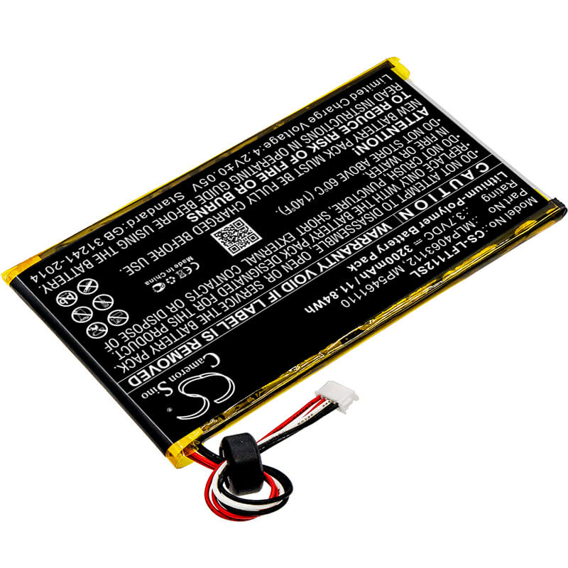 3.7V, 3200mAh, Li-Polymer Battery fits Leapfrog, Leappad 31565, Leappad Platinum Kids Learning, 11.84Wh