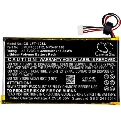 3.7V, 3200mAh, Li-Polymer Battery fits Leapfrog, Leappad 31565, Leappad Platinum Kids Learning, 11.84Wh