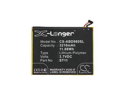 3.7V, 3210mAh, Li-Polymer Battery fits Amazon, Kindle Fire Hd 8 5th, Kindle Hd 8, 11.877Wh
